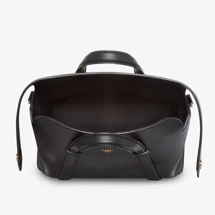 Cheap Bag Fendi 365 Boston Black Grained Medium In Leather 0521
